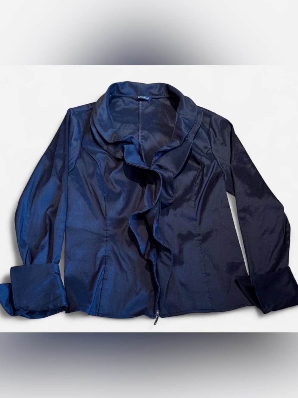 Samuel Dong Wired Ruffle Front Zip Top